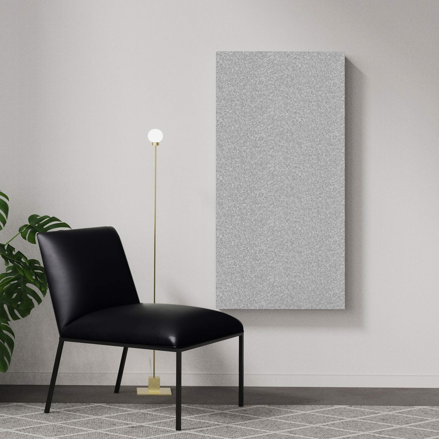 Light grey wall sound absorber being used at home. Akustikkplater og lyddemping vegg
