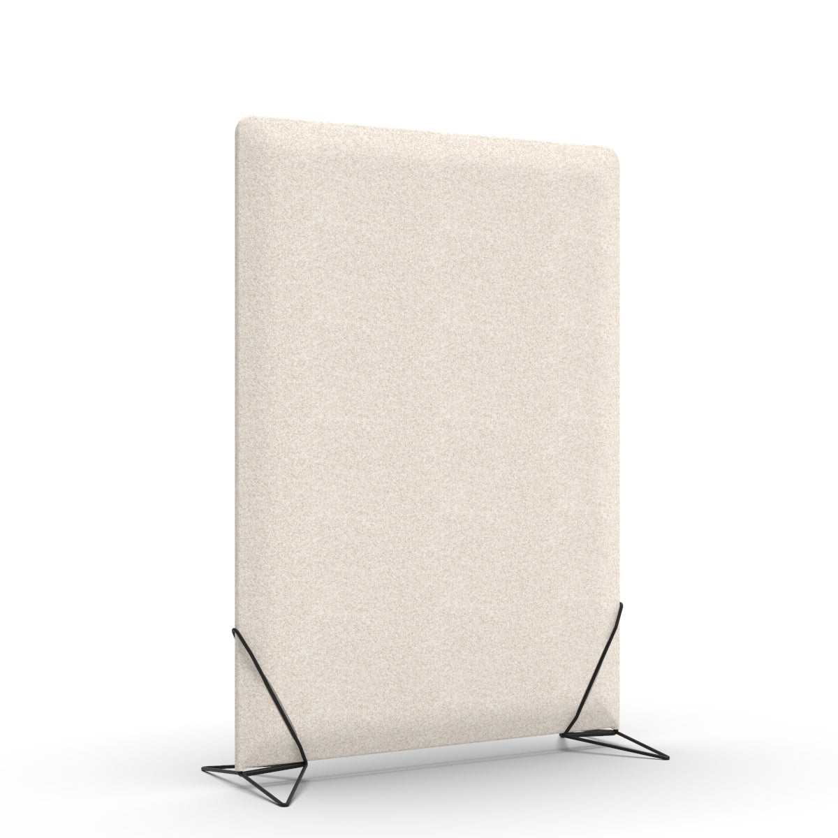 Free standing sound absorber and office divider in natural beige with black slide on feet. Avskjerming og lyddemping på kontor