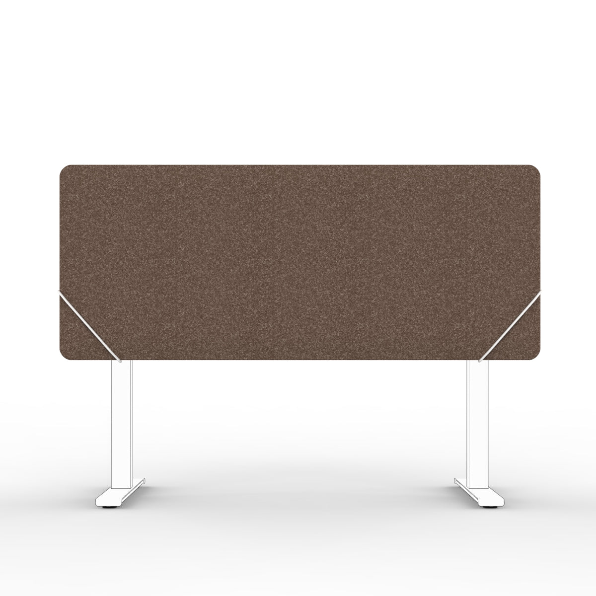 Sound absorbing table divider with white slide on table mounts. Bordskjerm for skrivebord. Avskjerming og lyddemping på kontor