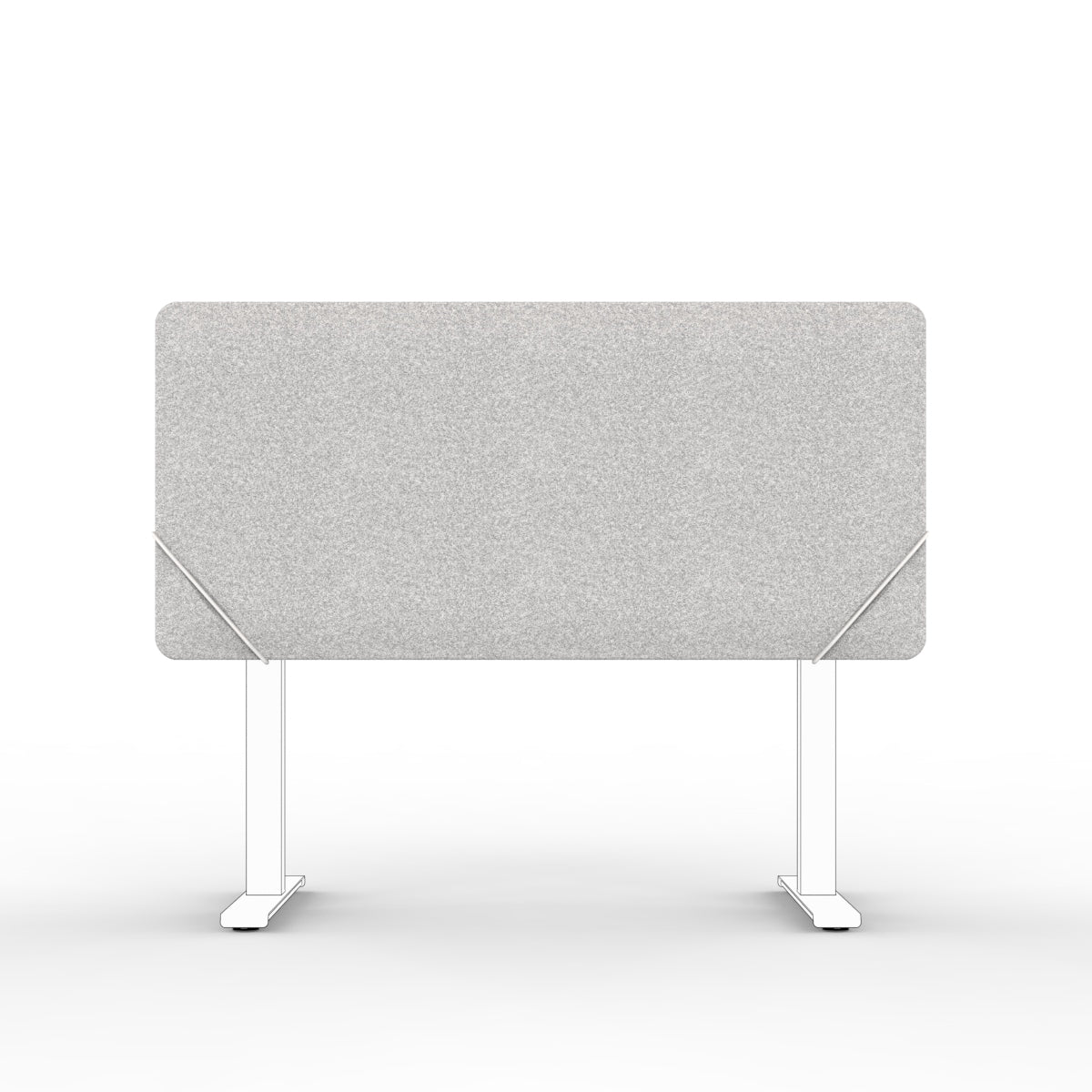 Sound absorbing table divider with white slide on table mounts. Bordskjerm for skrivebord.  Avskjerming og lyddemping på kontor