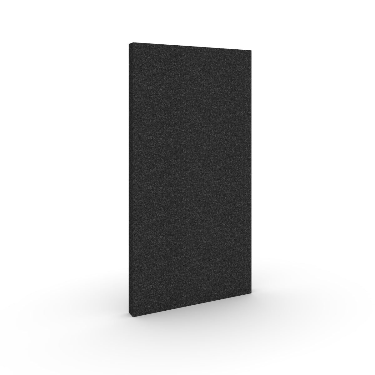 Basic wall sound absorber in black melange acoustic wool felt textile. Size 58cmx116cm. Akustikkplater og lyddemping vegg